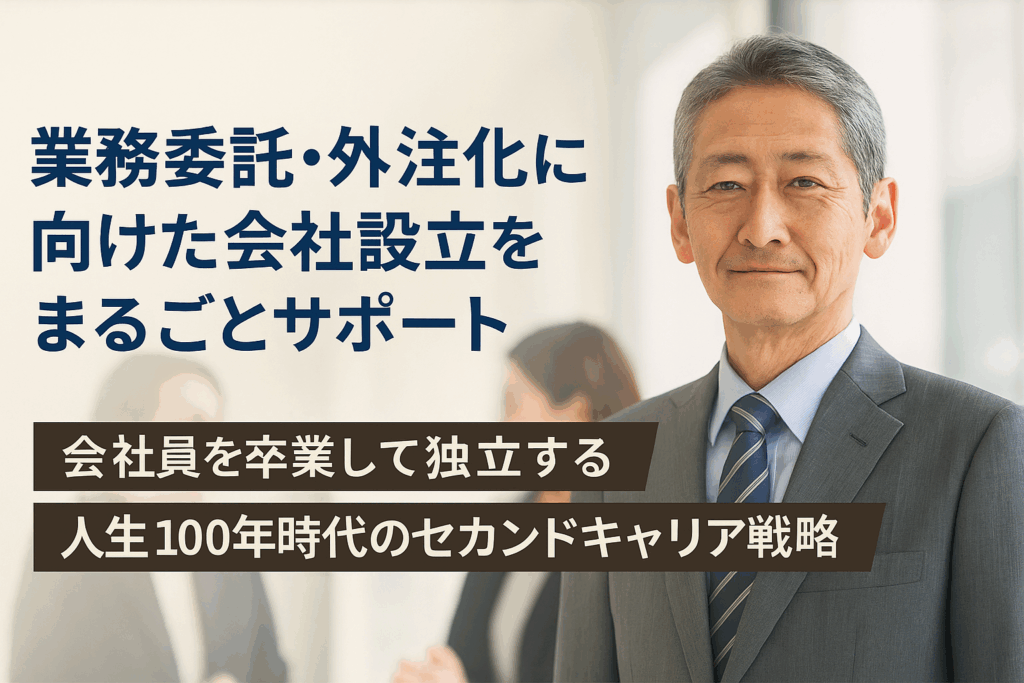 業務委託・外注化に向けた会社設立をまるごとサポート
~会社員を卒業して独立する人生100年時代のセカンドキャリア戦略~